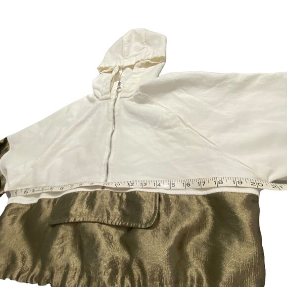 Zara Women Shiny Metallic Pullover Streetwear Color block Cropped Hoodie M - Picture 9 of 9